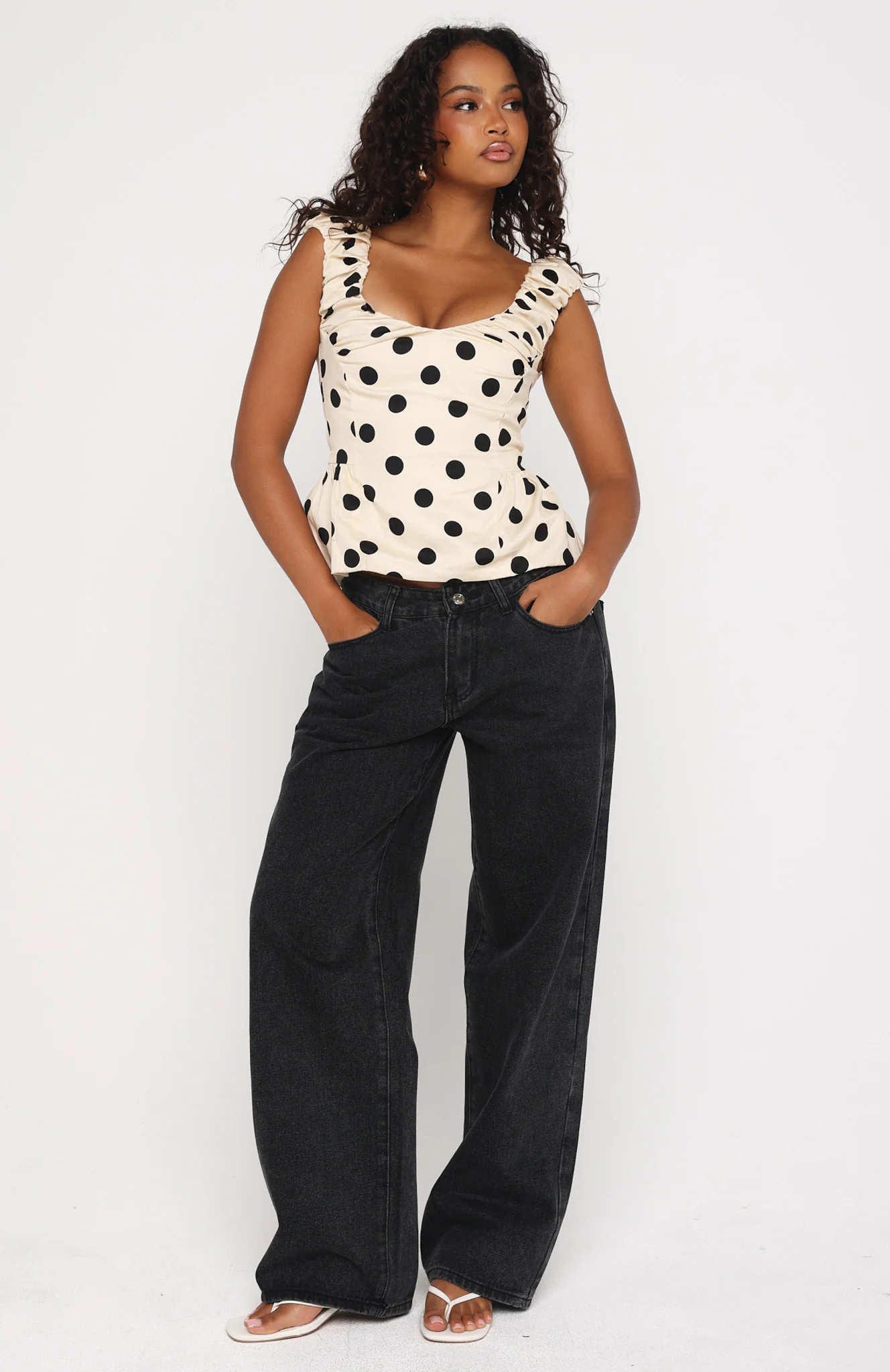 Looking Like Forever Top Cream/Black Polka Dot - Image 5