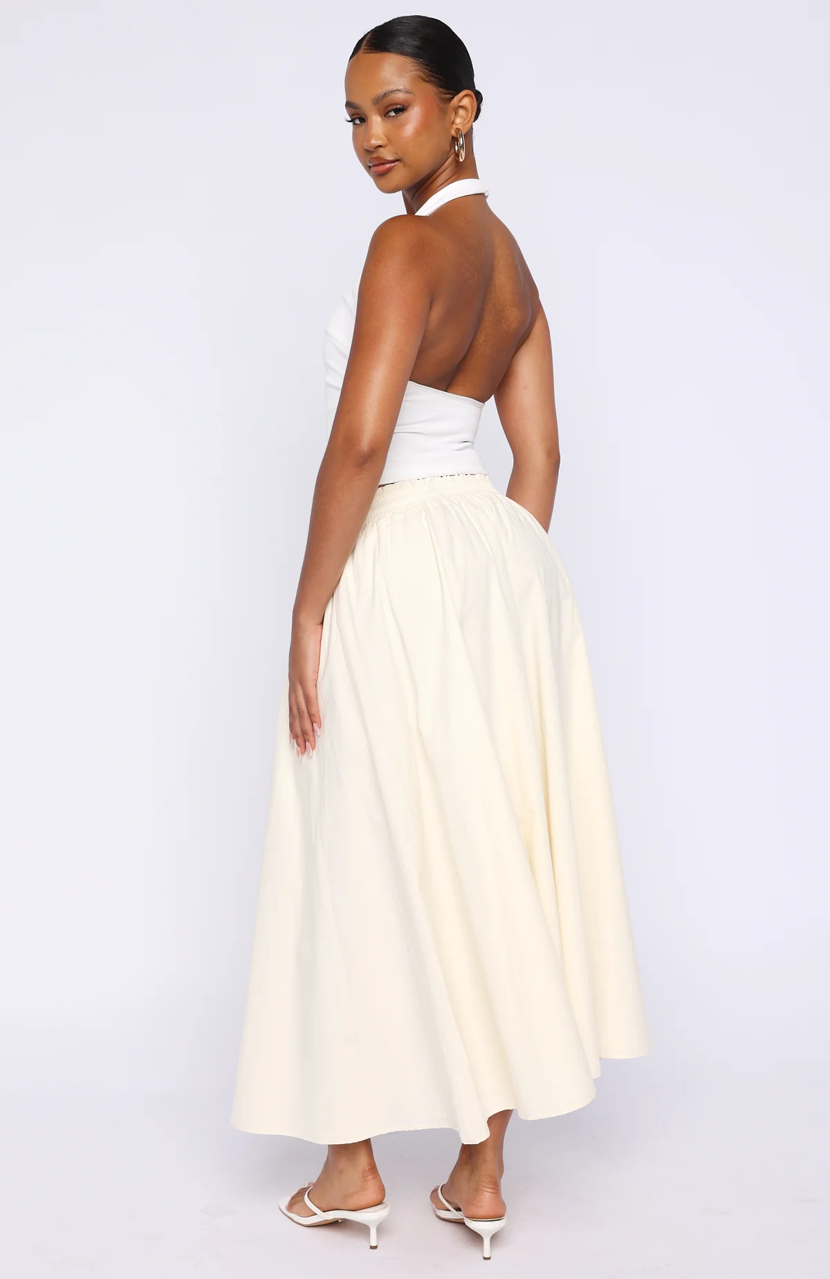 Lost In Your Love Maxi Skirt Cream - Image 4