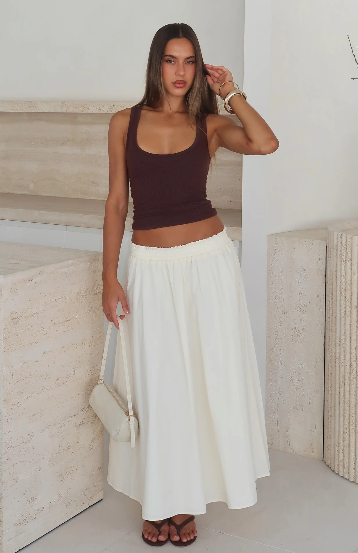 Lost In Your Love Maxi Skirt Cream - Image 5