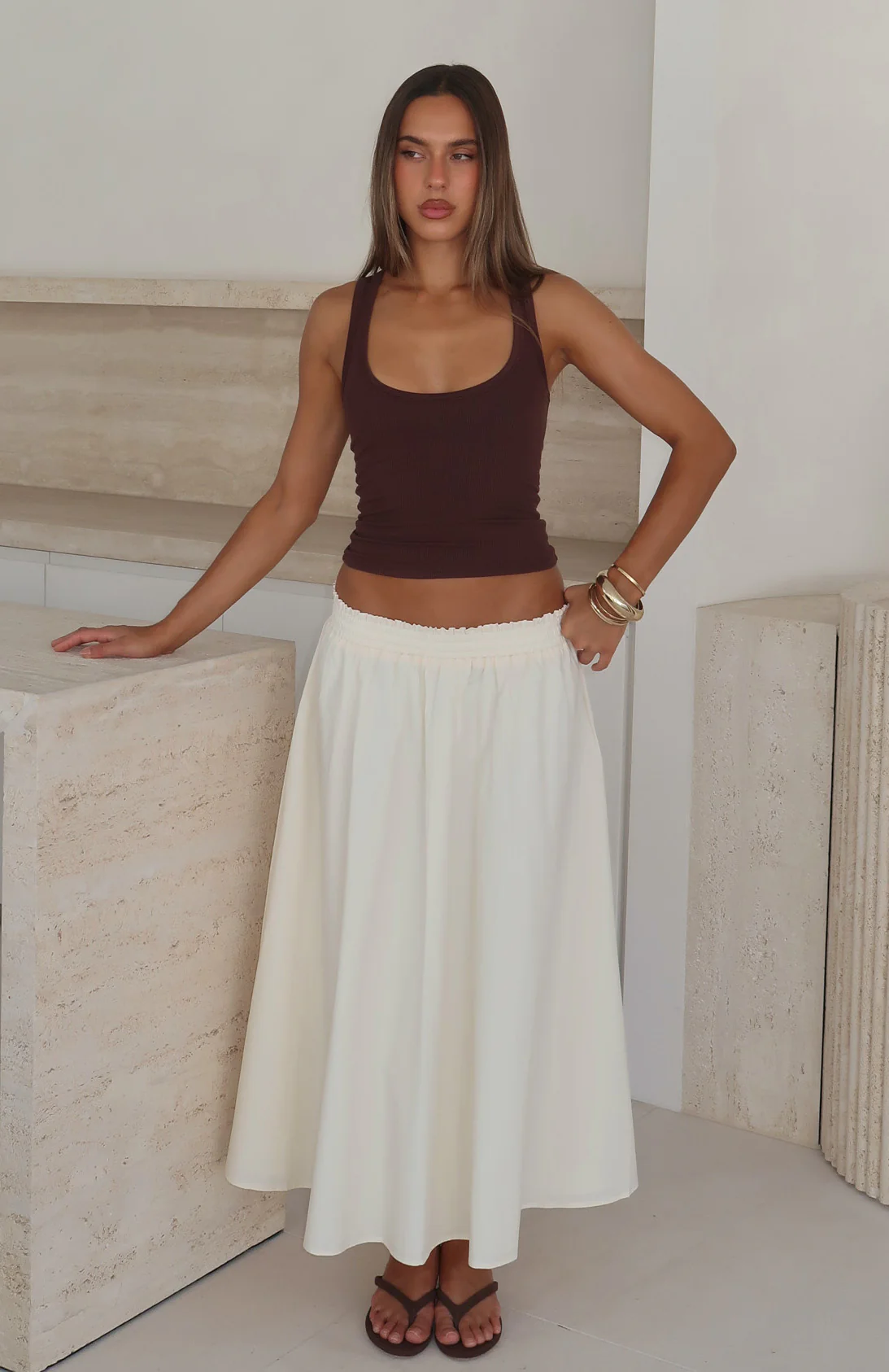 Lost In Your Love Maxi Skirt Cream - Image 6