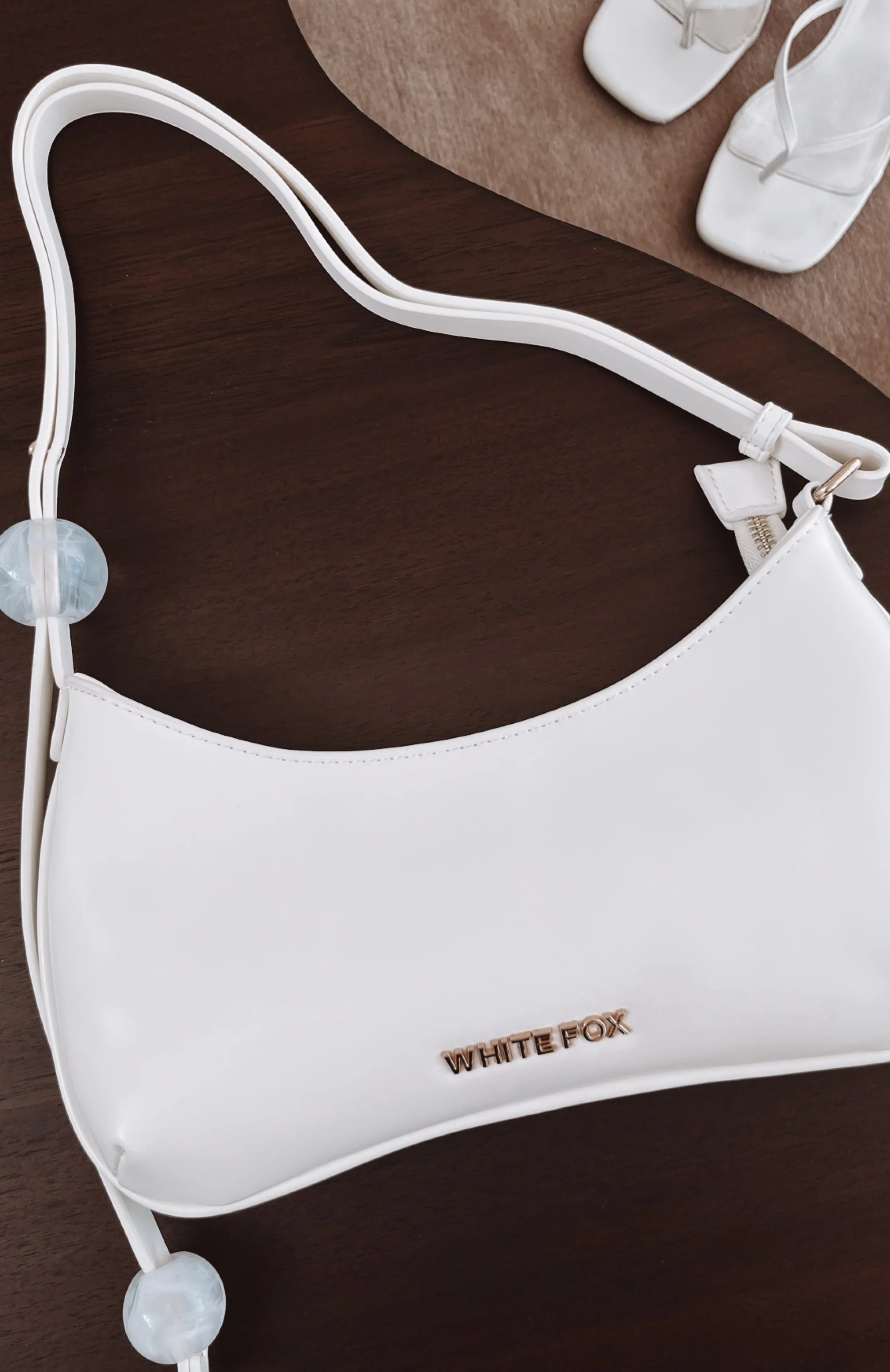 Lotus Shoulder Bag Cream PU - Image 3
