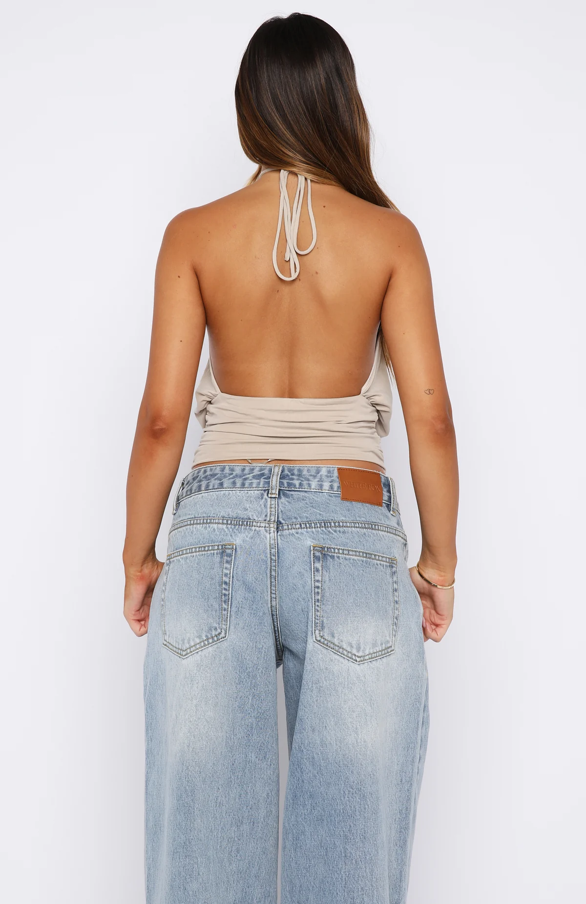 Love Everywhere Cinched Waist Halter Top Stone - Image 4