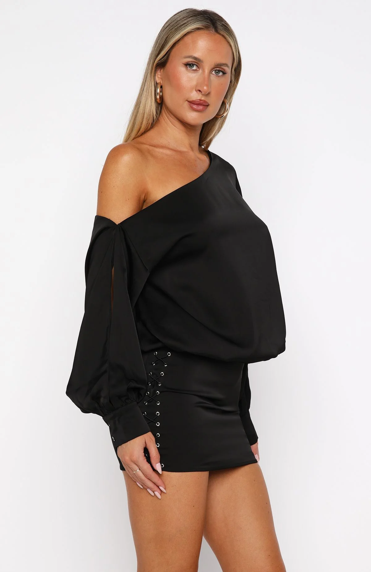 Love Letter Long Sleeve Mini Dress Black - Image 3