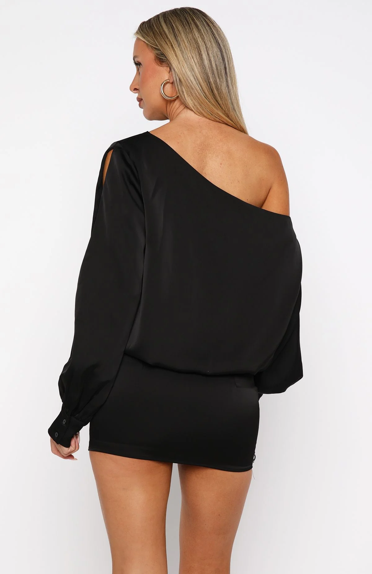 Love Letter Long Sleeve Mini Dress Black - Image 4