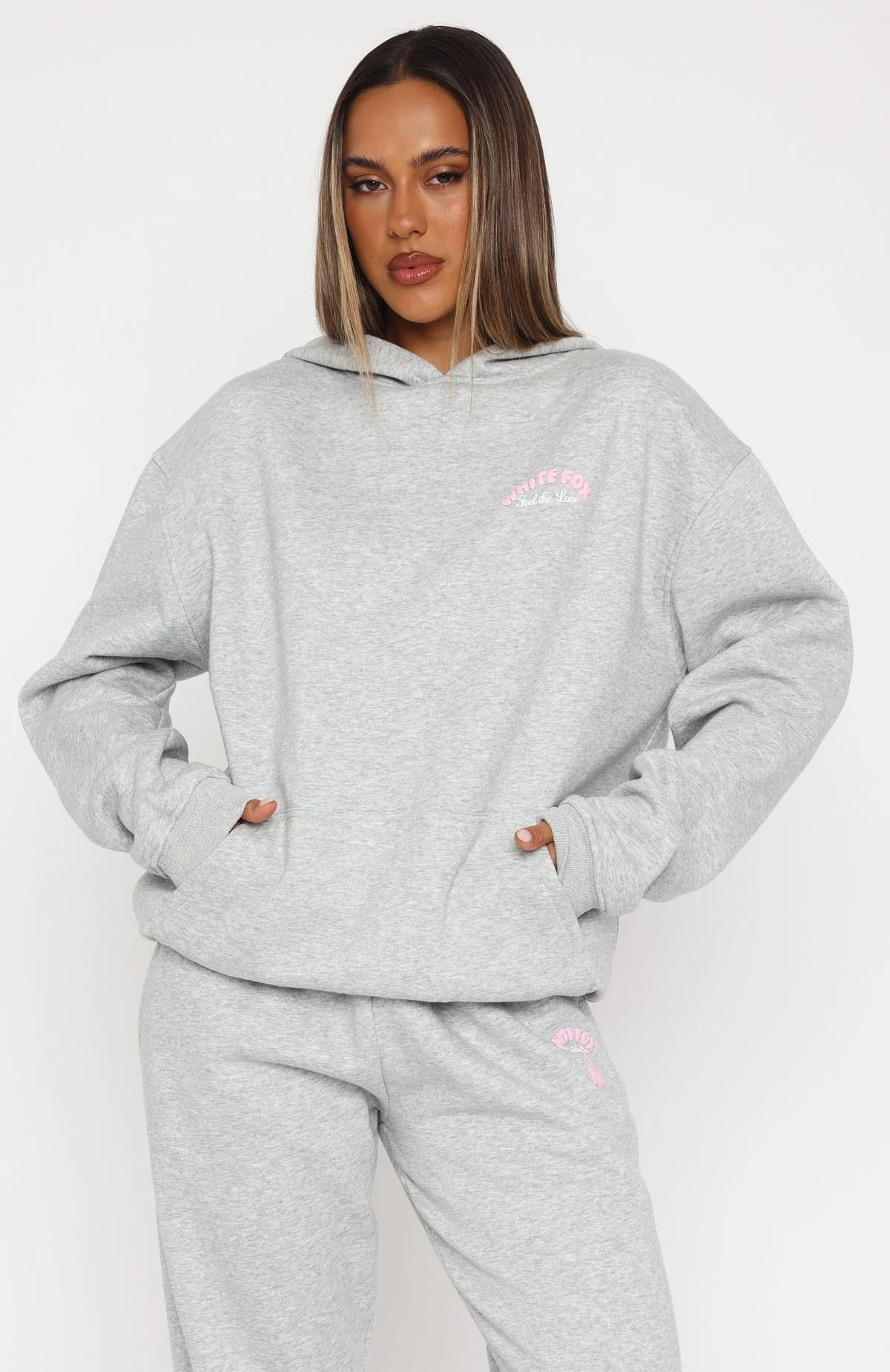 Love Me Tender Oversized Hoodie Dark Grey Marle - Image 2