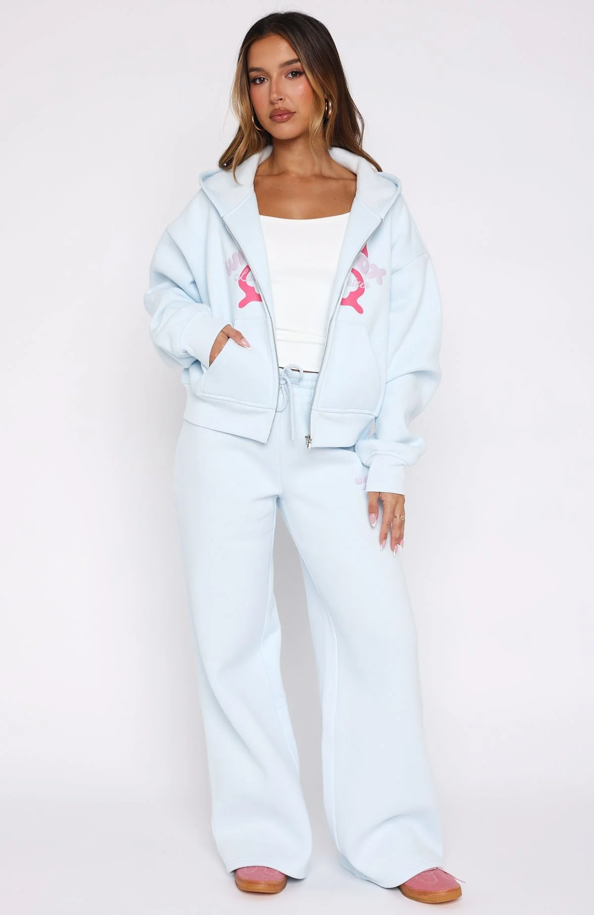 Lucky Thirteen Audrina Wide Leg Sweatpants Blue - Image 2