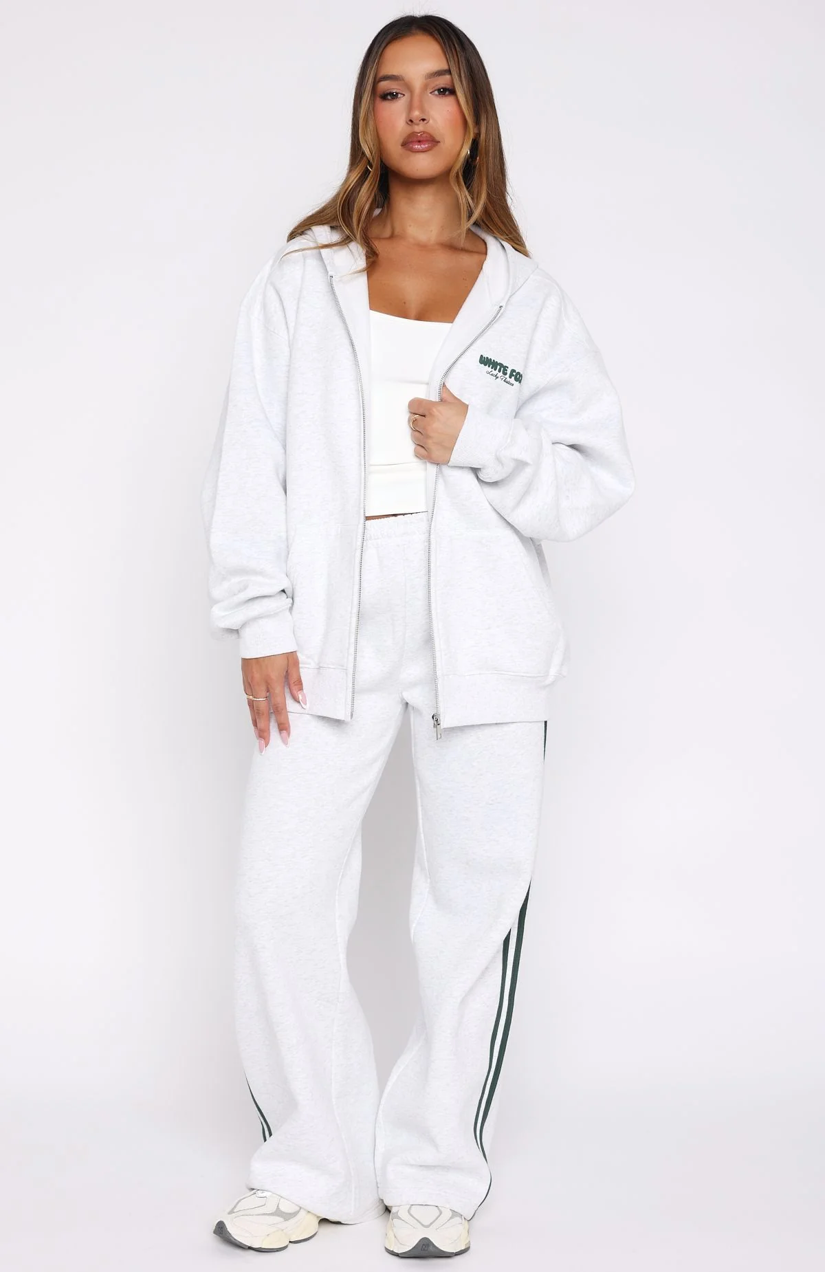 Lucky Thirteen Charise Zip Front Hoodie Grey Marle - Image 3