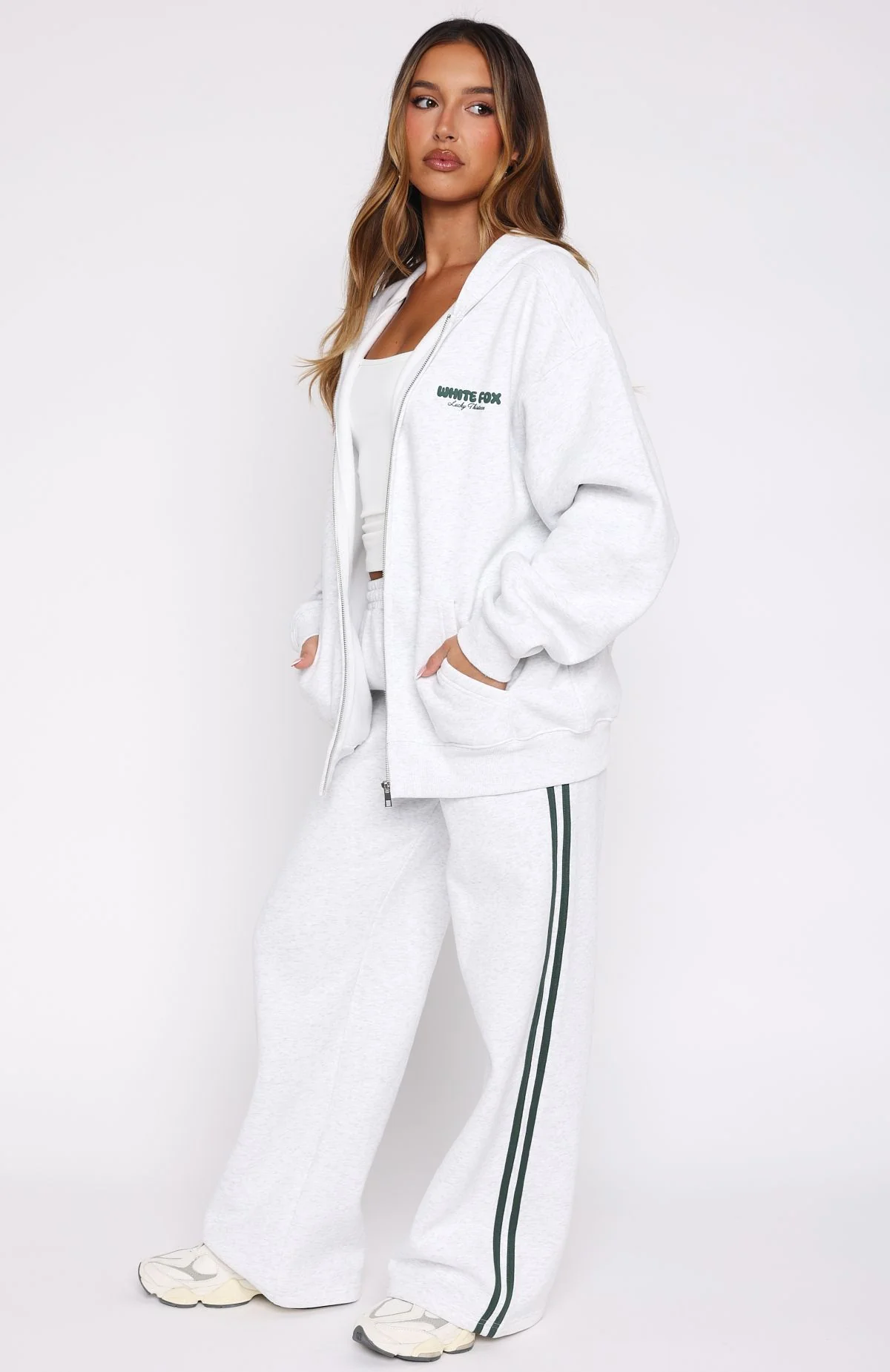 Lucky Thirteen Charise Zip Front Hoodie Grey Marle - Image 4