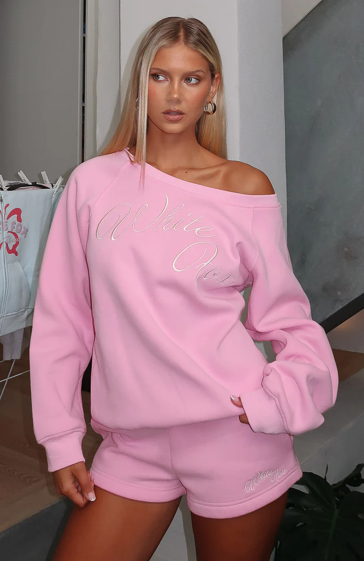 Lucky Thirteen Elsa Off Shoulder Sweater Candy Pink - Image 2