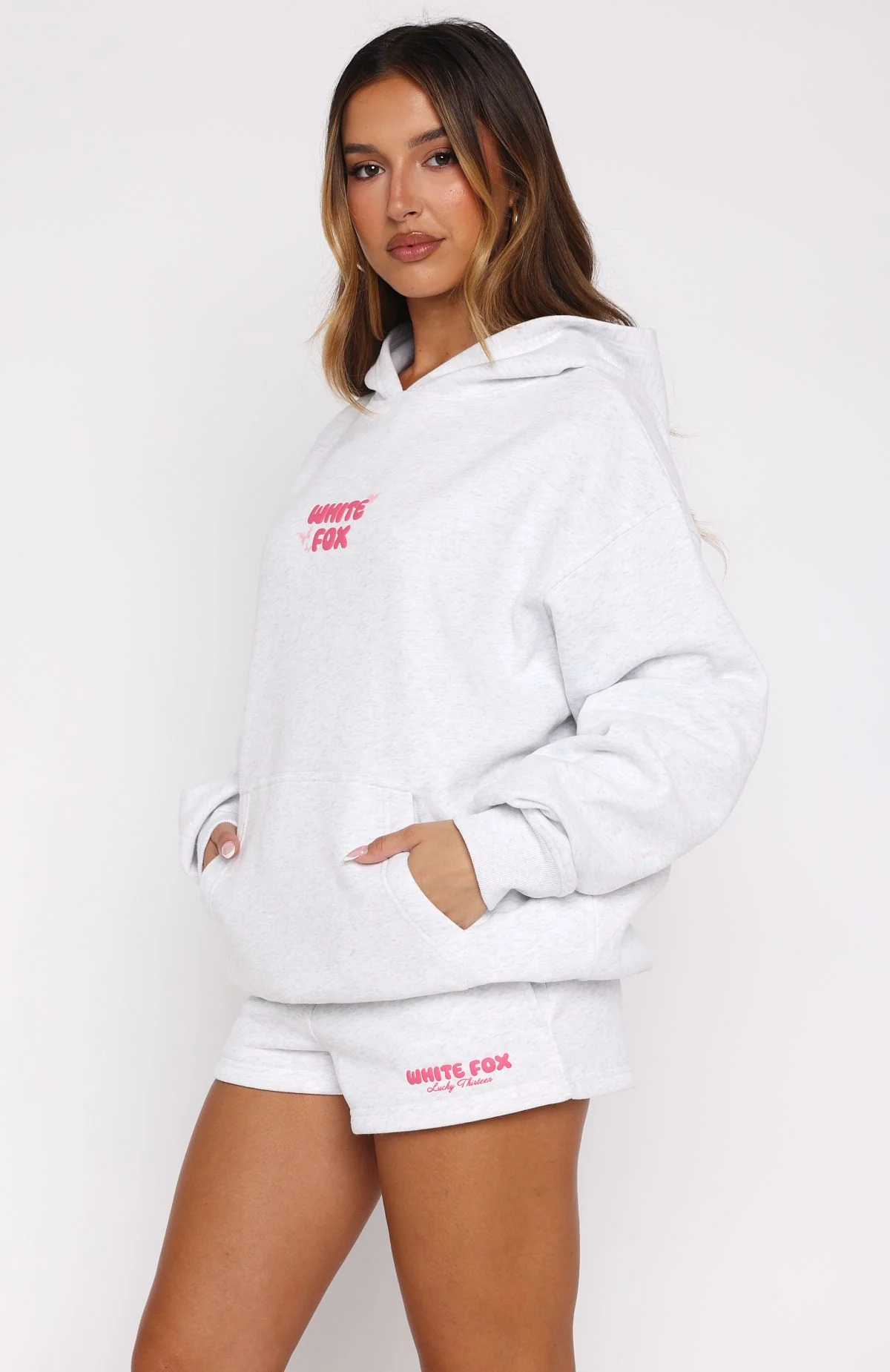 Lucky Thirteen Stephanie Oversized Hoodie Grey Marle - Image 3