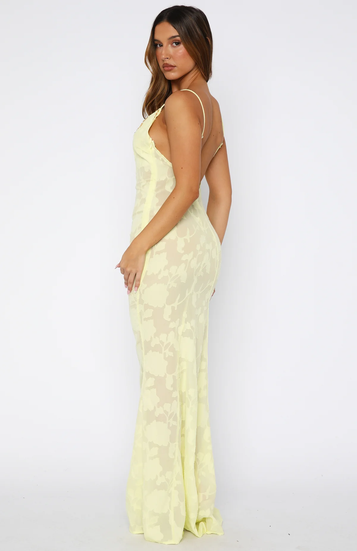 Lust For Life Embellished Trim Maxi Dress Lemon - Image 4