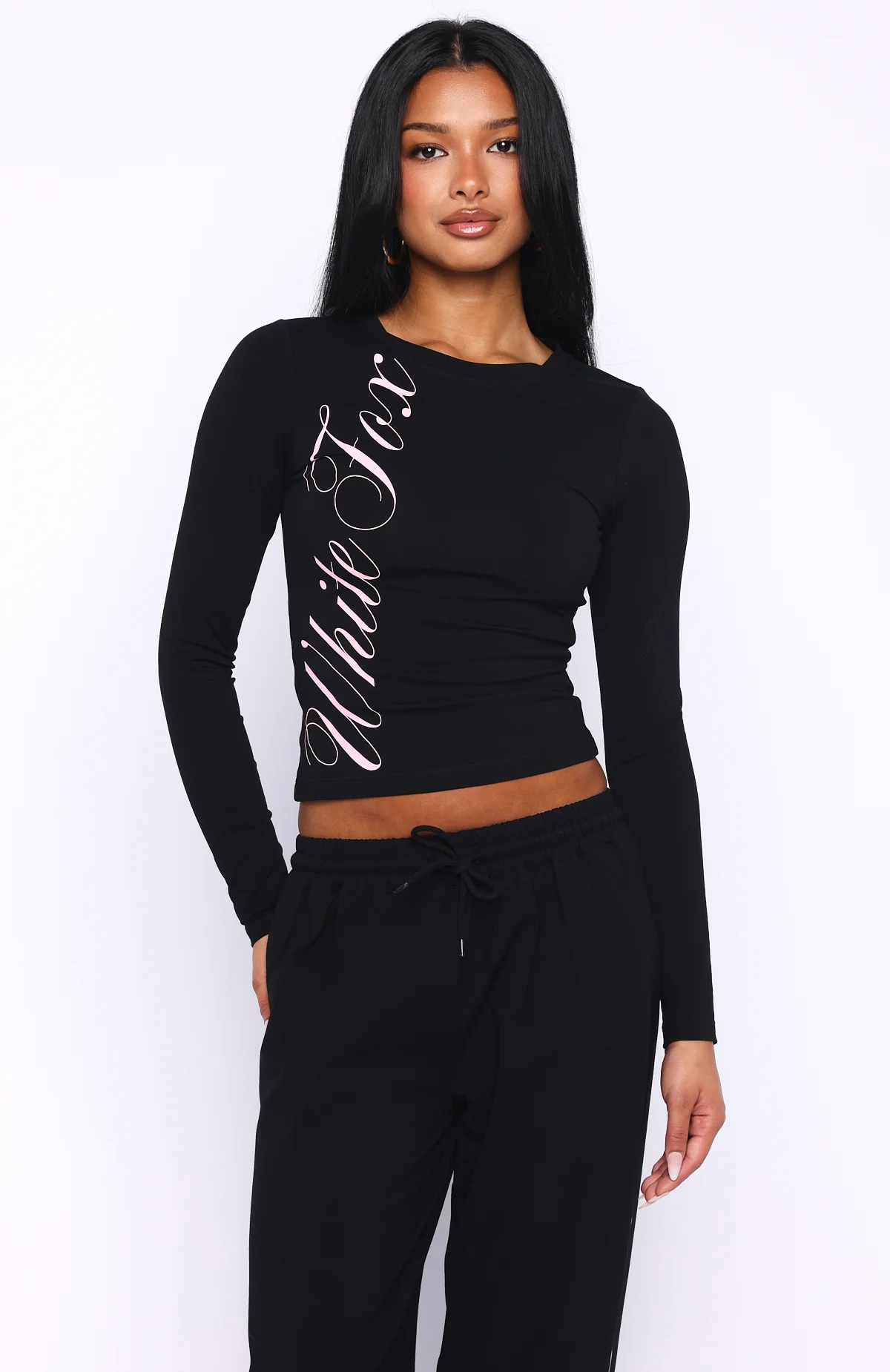 Luxurious Girl Long Sleeve Baby Tee Black - Image 2