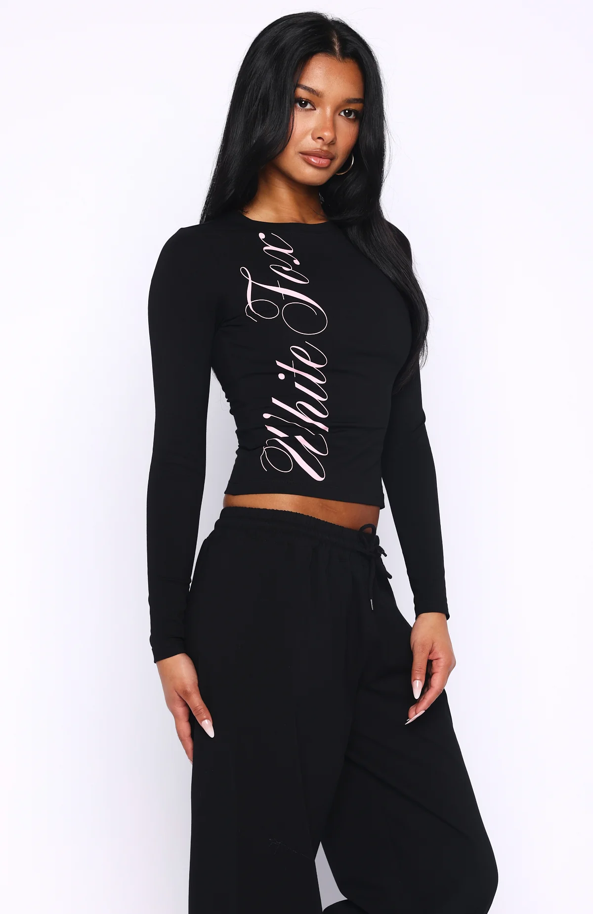 Luxurious Girl Long Sleeve Baby Tee Black - Image 3