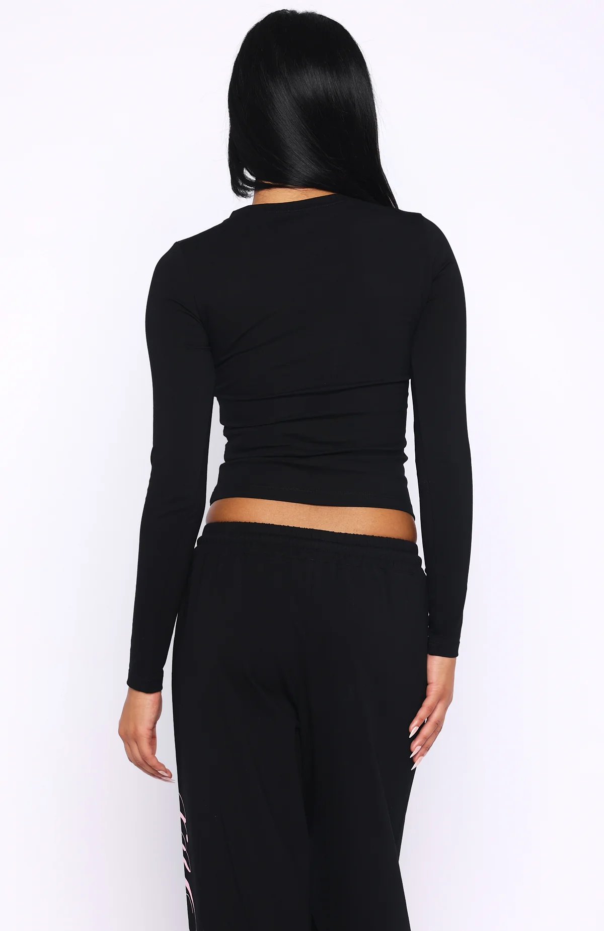 Luxurious Girl Long Sleeve Baby Tee Black - Image 4