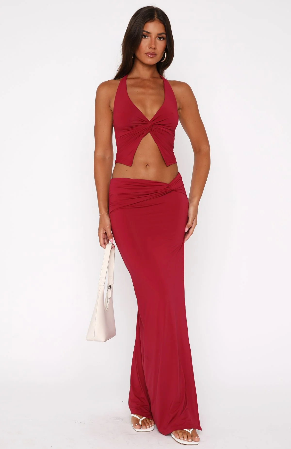 Made You Look Maxi Skirt Burgundy - Image 2