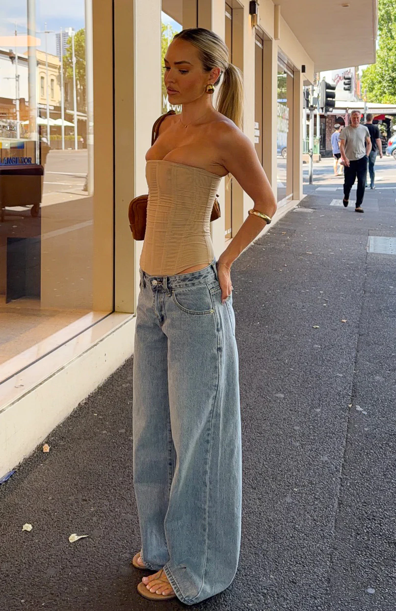 Maeve Low Rise Wide Leg Jeans Light Blue