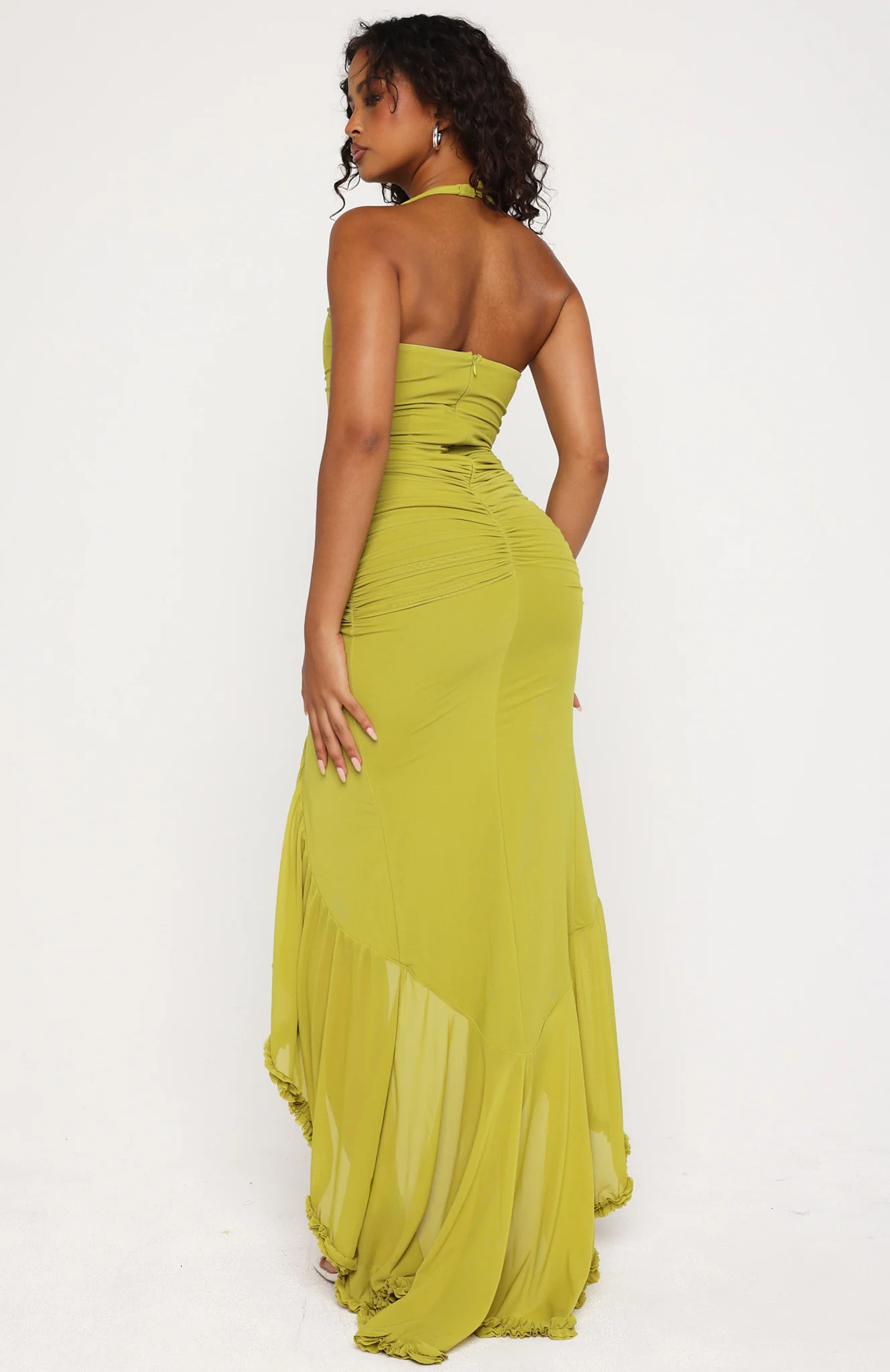 Main Character Energy Mesh Maxi Dress Chartreuse - Image 4
