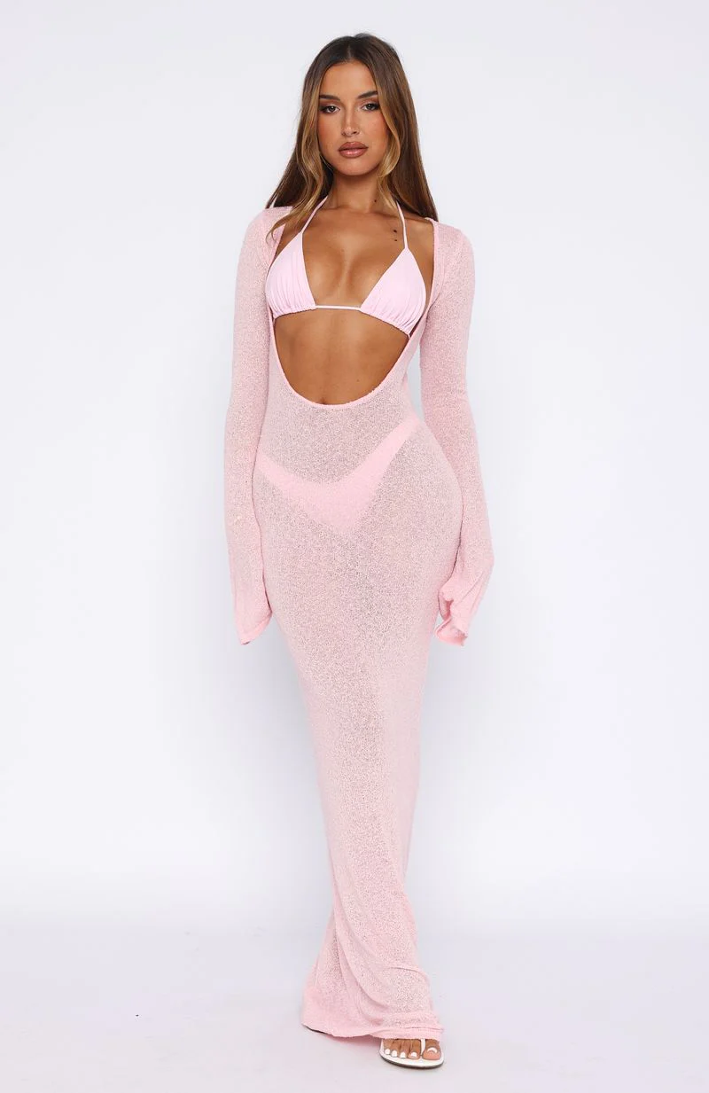 Malta Mermaids Long Sleeve Maxi Dress Blush Pink - Image 2