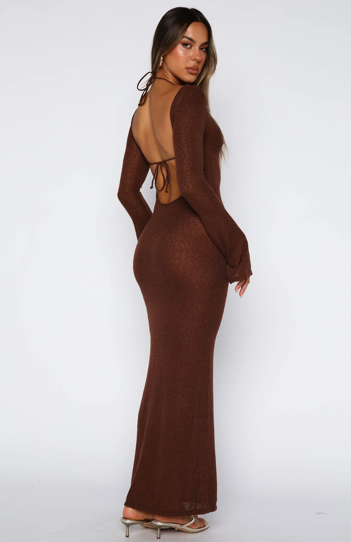 Malta Mermaids Long Sleeve Maxi Dress Chocolate - Image 5