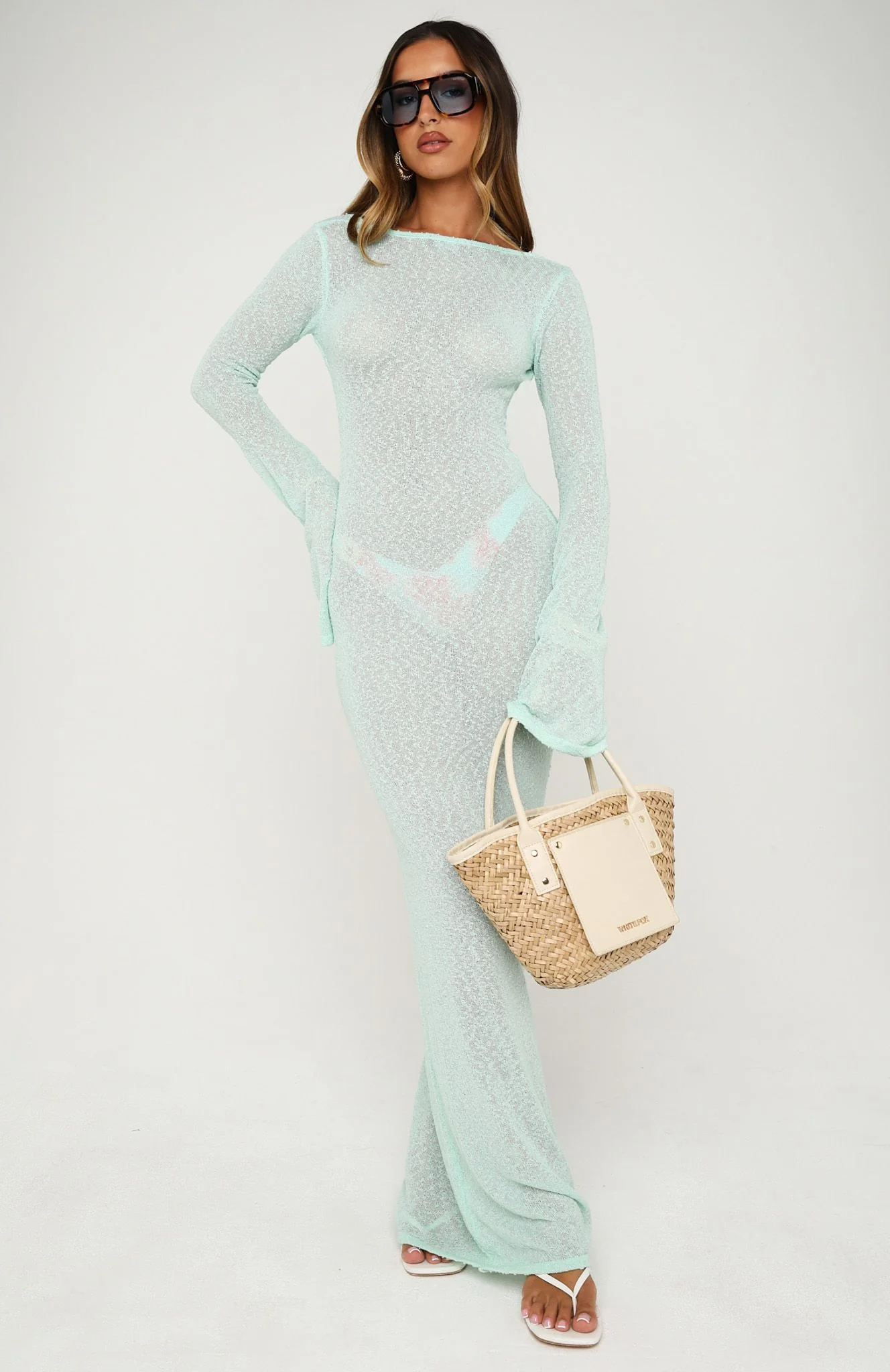 Malta Mermaids Long Sleeve Maxi Dress Spearmint - Image 5