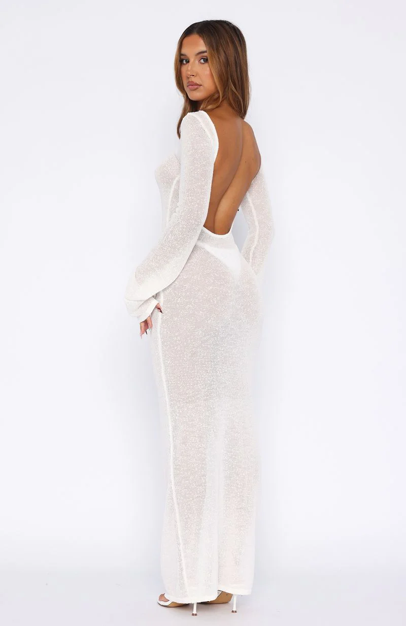 Malta Mermaids Long Sleeve Maxi Dress White - Image 5