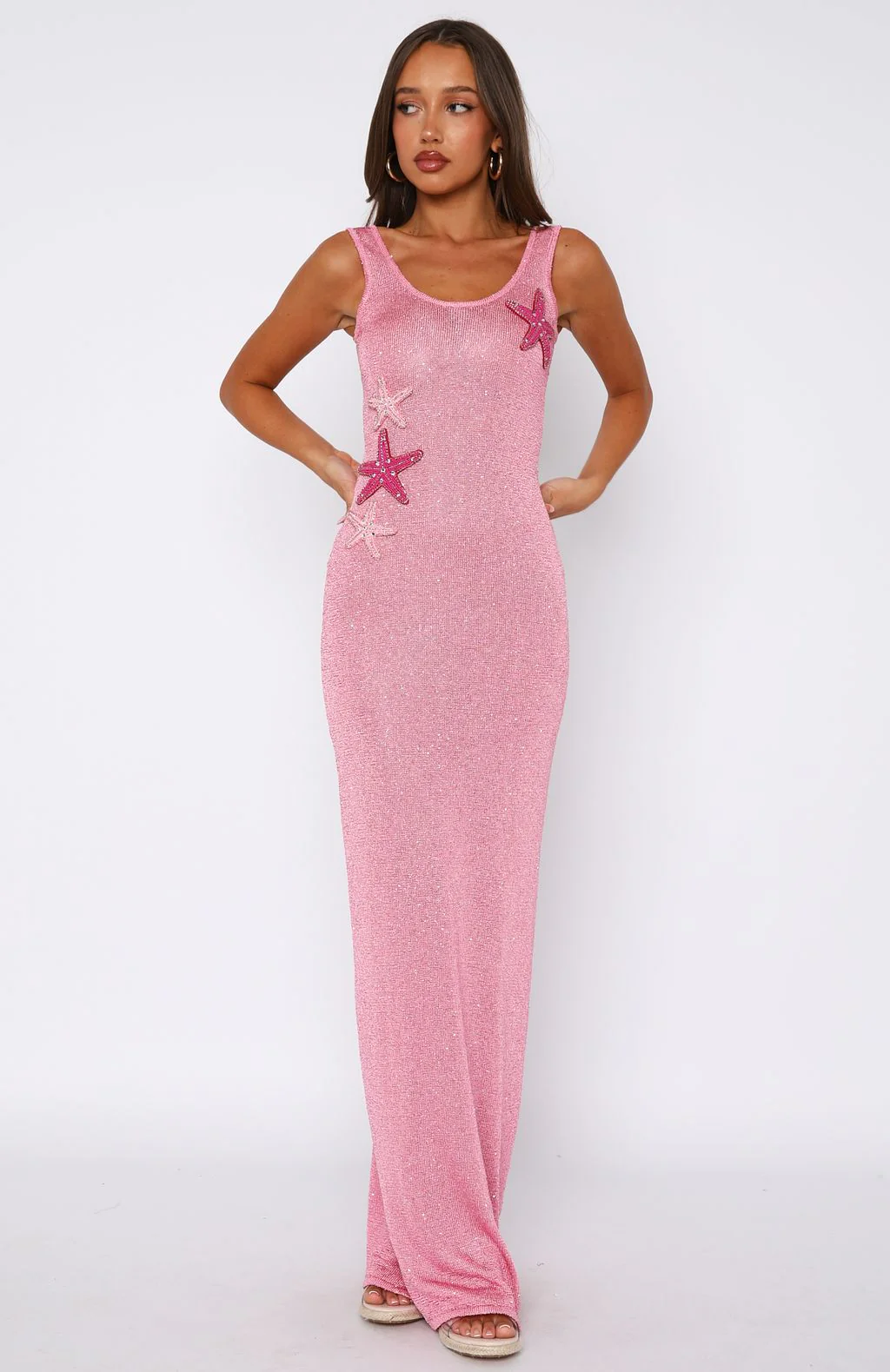 Marine Mist Sequin Knit Maxi Dress Pink - Image 2