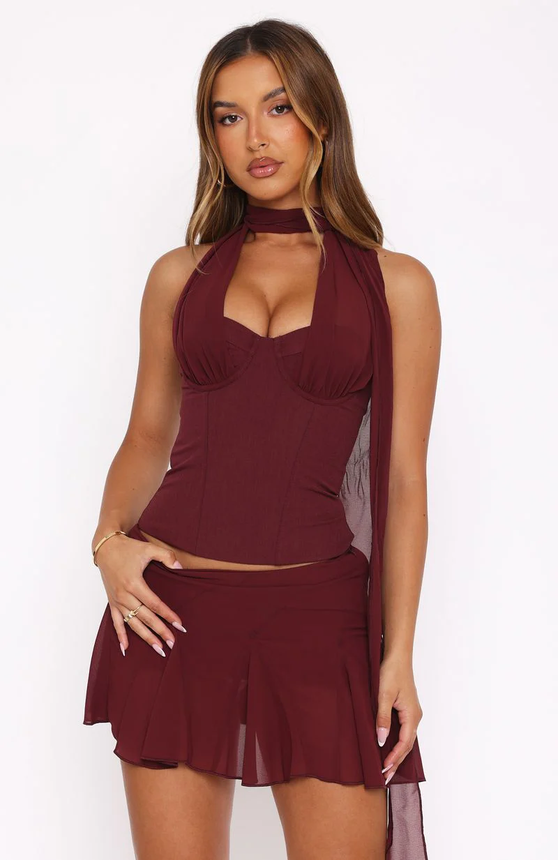 Match Maker Mini Skirt Burgundy - Image 2
