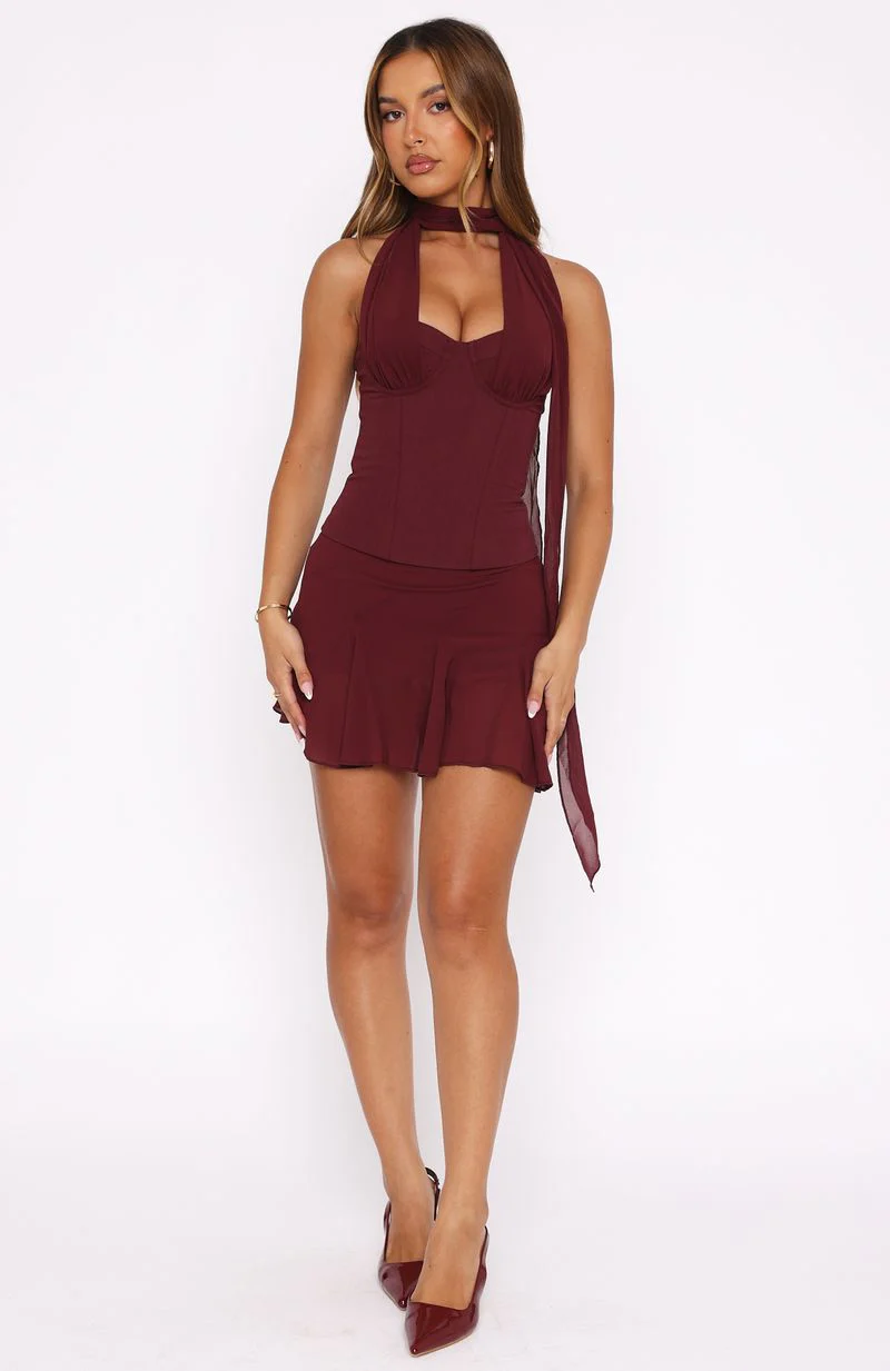Match Maker Mini Skirt Burgundy - Image 5