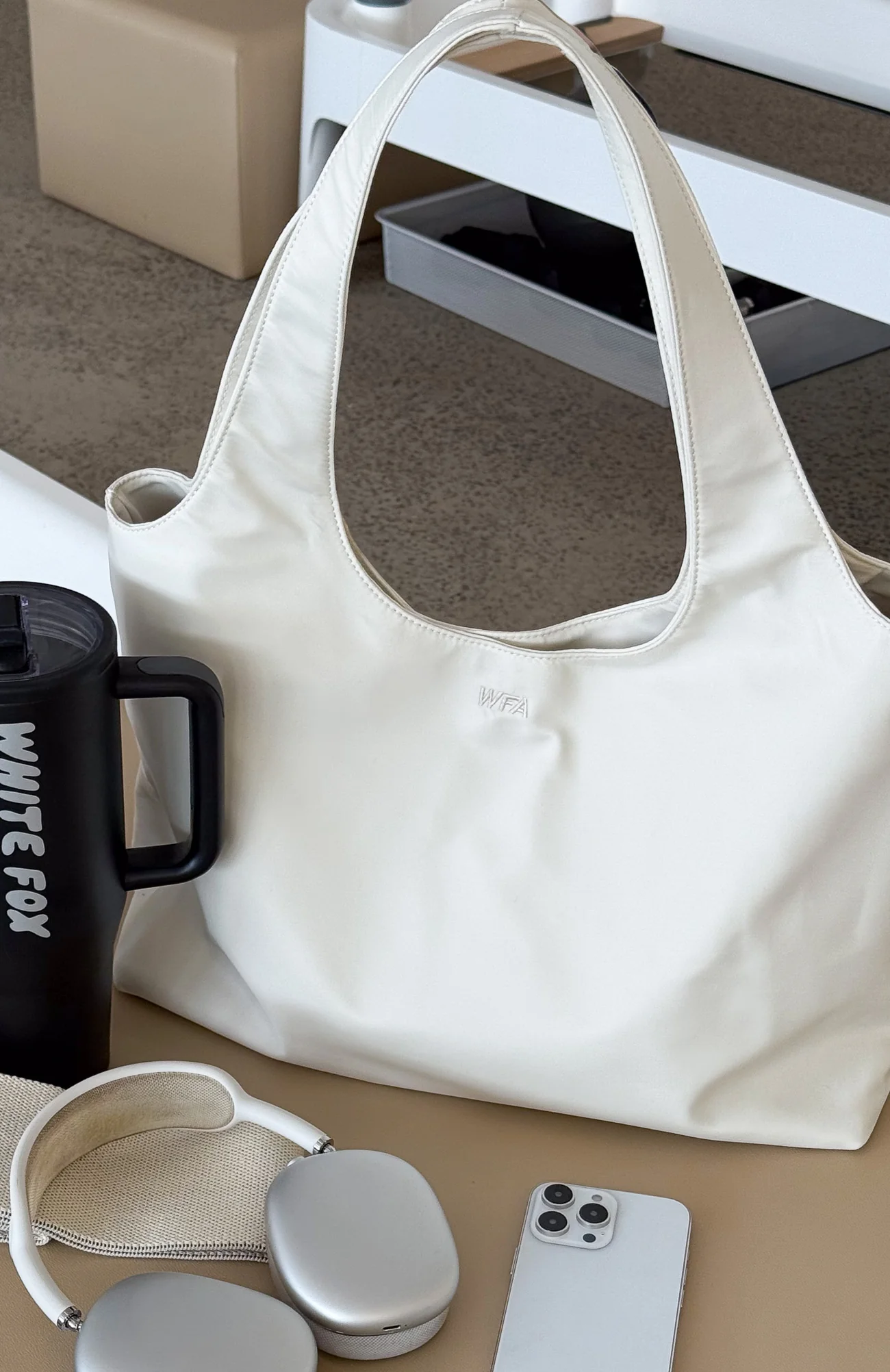 Maxton Nylon Shoulder Bag Cream - Image 4