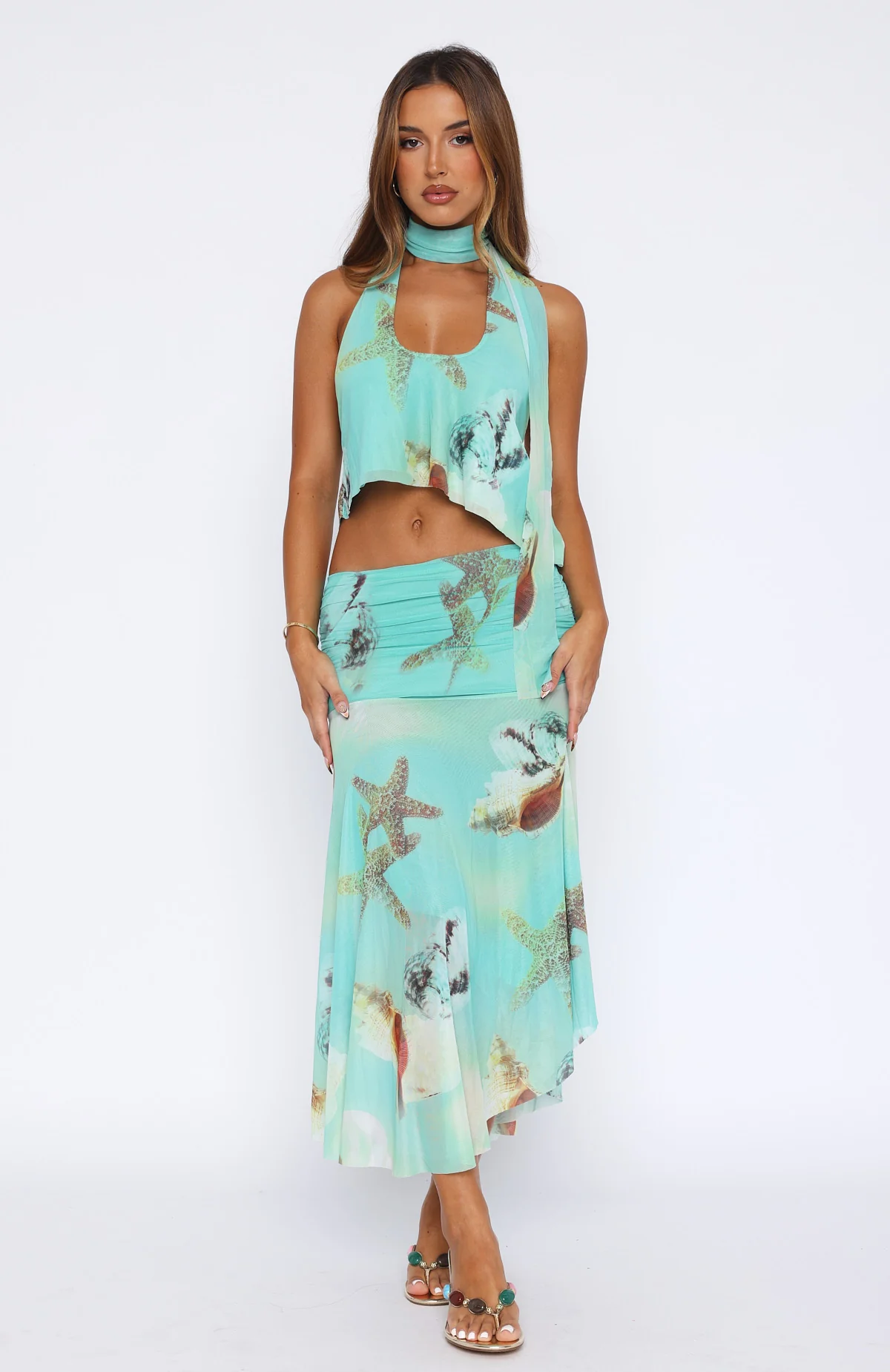 Mediterranean Mirage Midi Skirt Seaside Treasure - Image 3
