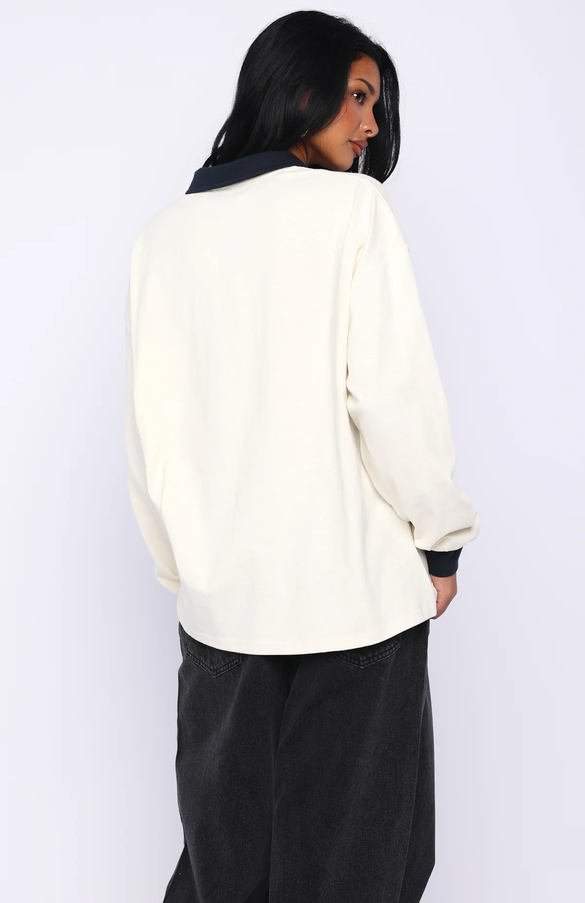Meeting Friends Long Sleeve Rugby Shirt Cream - Image 4