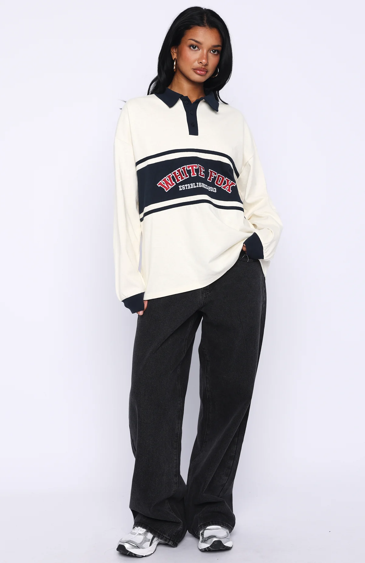 Meeting Friends Long Sleeve Rugby Shirt Cream - Image 5