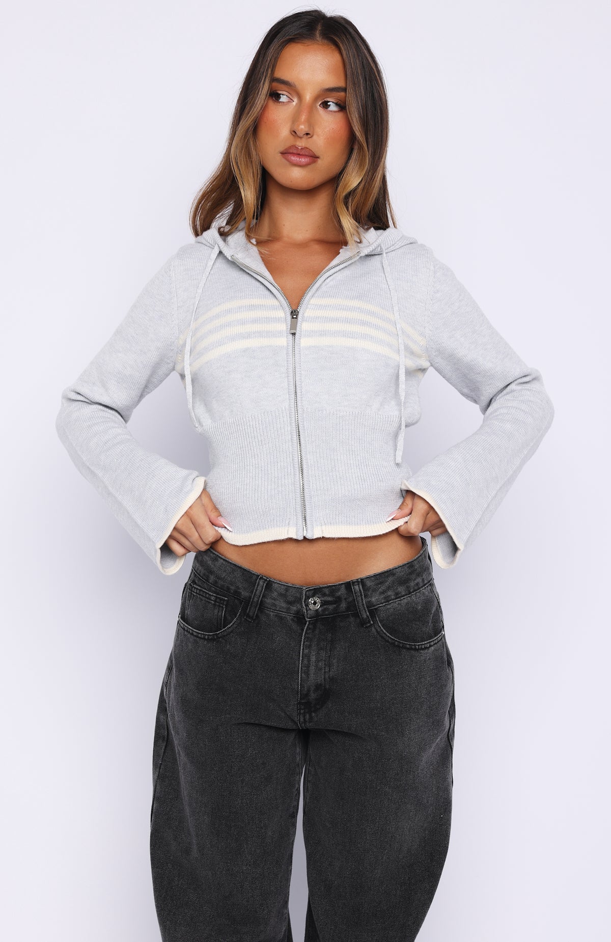 Mellisandra Knit Cardigan Grey Marle - Image 2