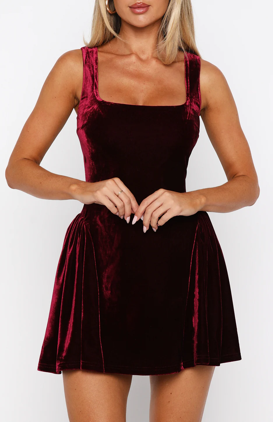Midnight In Paris Velvet Mini Dress Burgundy - Image 11
