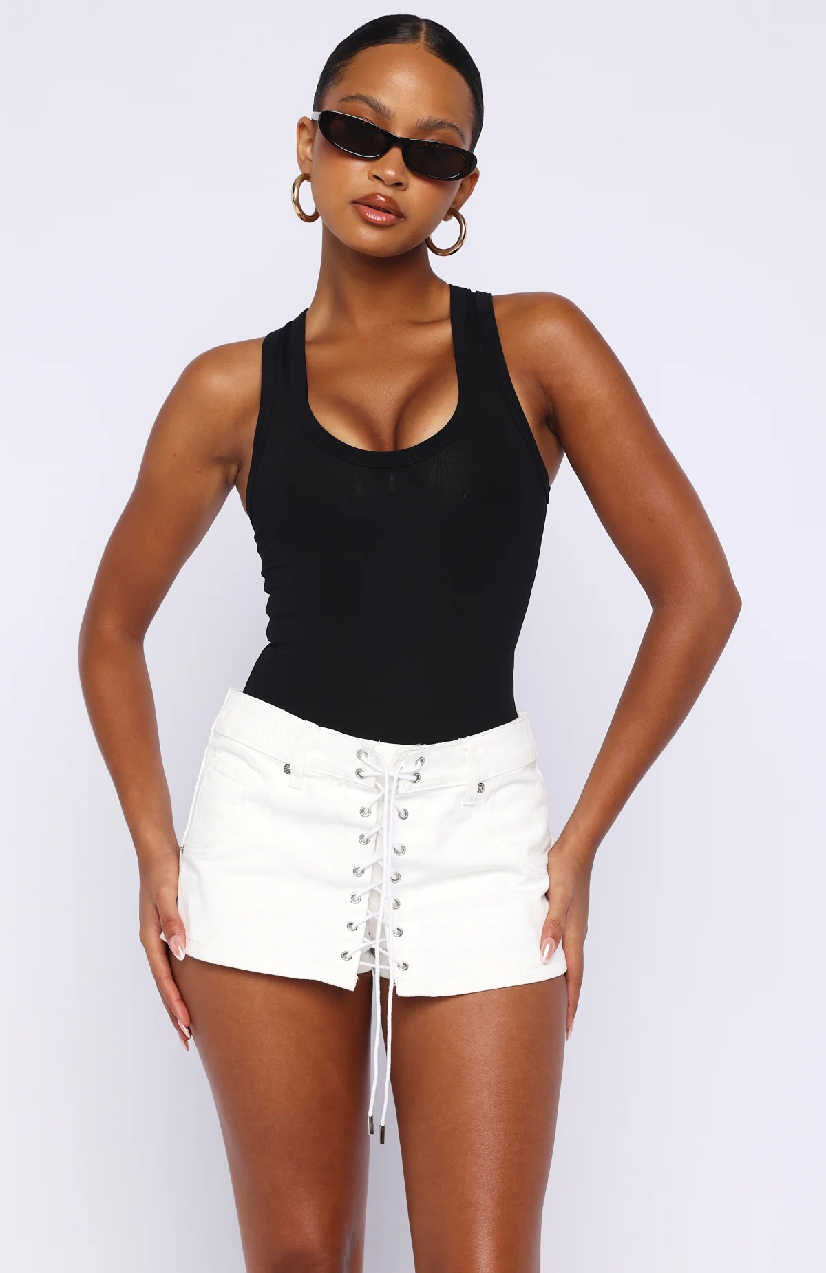Might Be Love Denim Skort White - Image 2