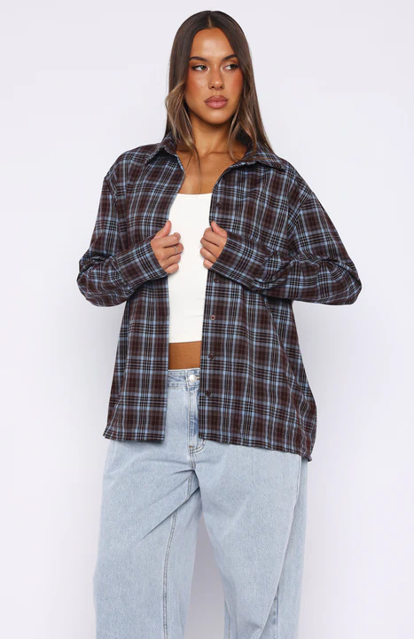 Might Be Time Button Up Shirt Blue/Chocolate - Image 2