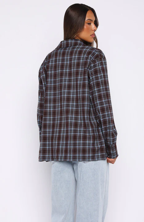 Might Be Time Button Up Shirt Blue/Chocolate - Image 4