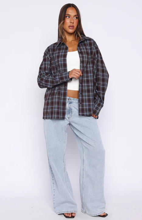 Might Be Time Button Up Shirt Blue/Chocolate - Image 5
