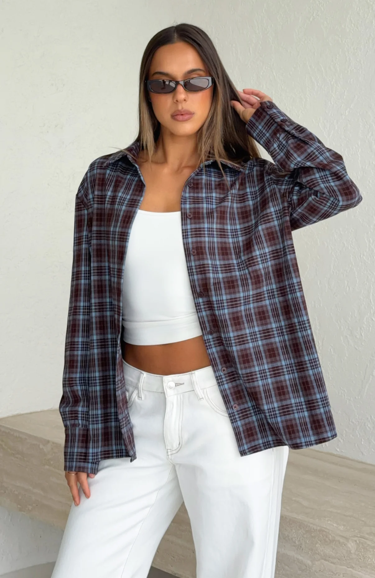 Might Be Time Button Up Shirt Blue/Chocolate - Image 6