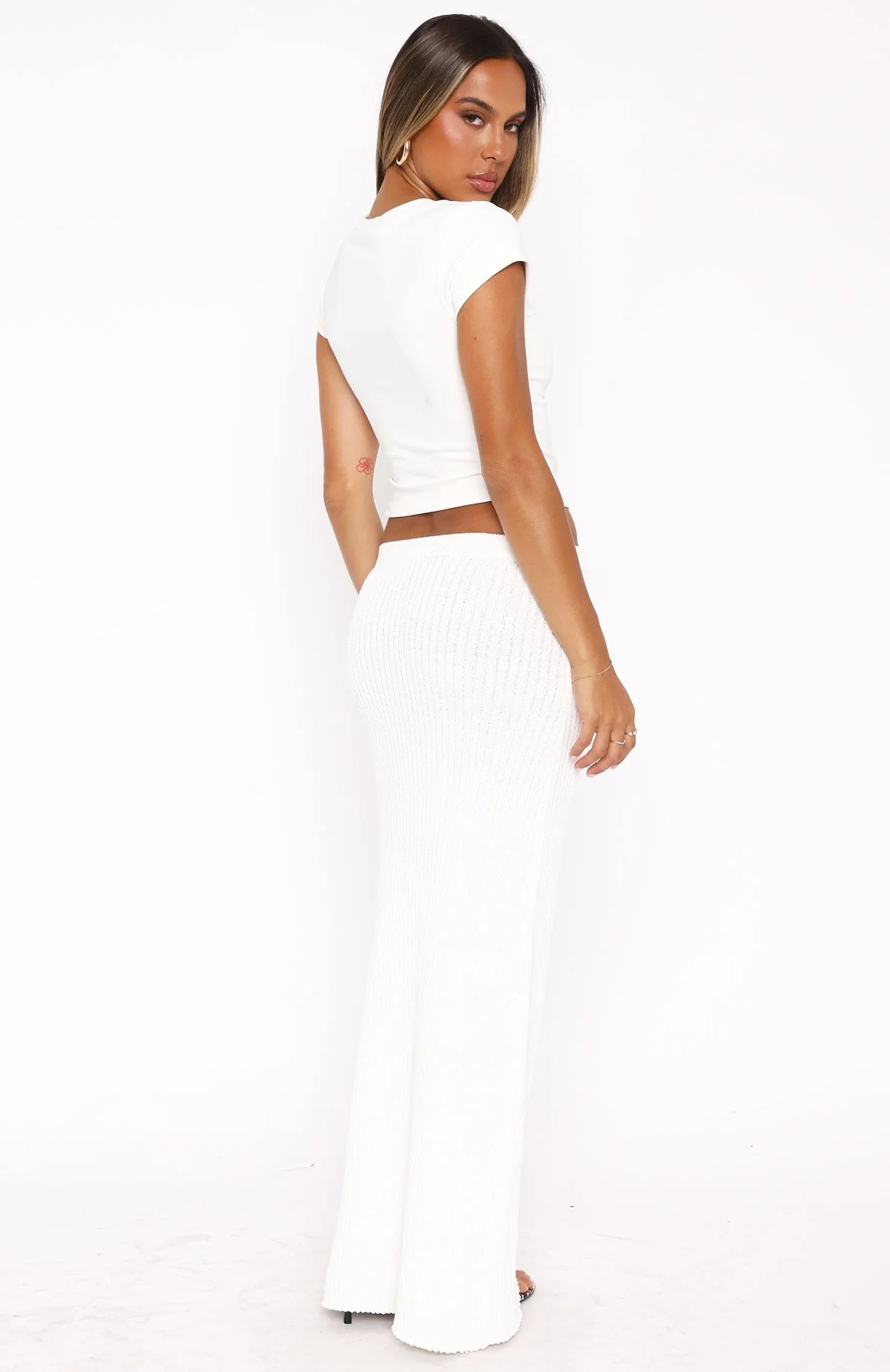 Millionaire Knit Maxi Skirt White - Image 4