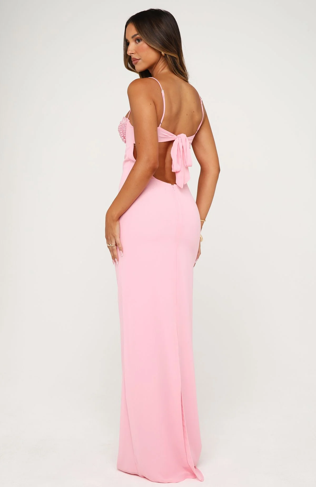 Motel Mermaid Beaded Maxi Dress Candy Pink - Image 5