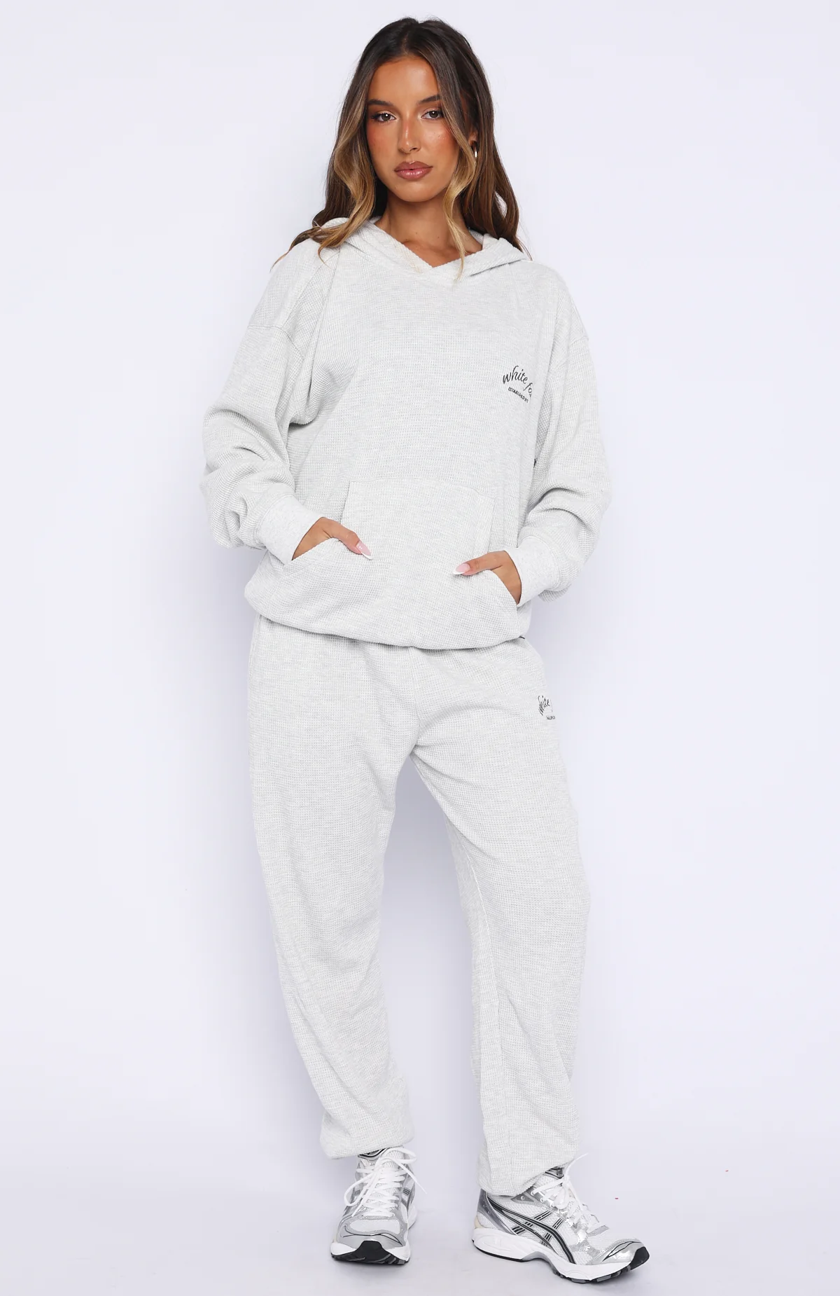 Moving Out Waffle Sweatpants Light Grey Marle - Image 2