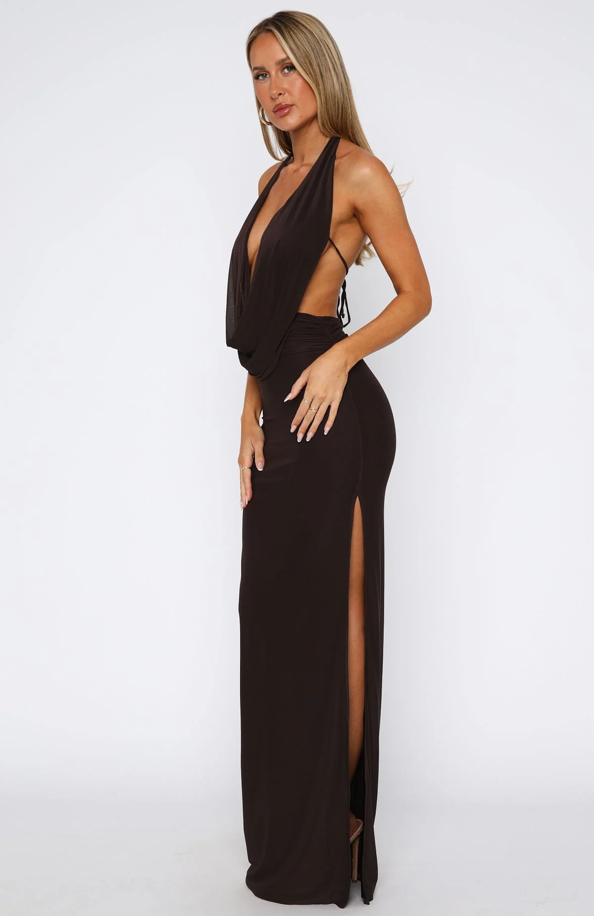 Neither One Of Us Maxi Dress Chocolate - Image 4