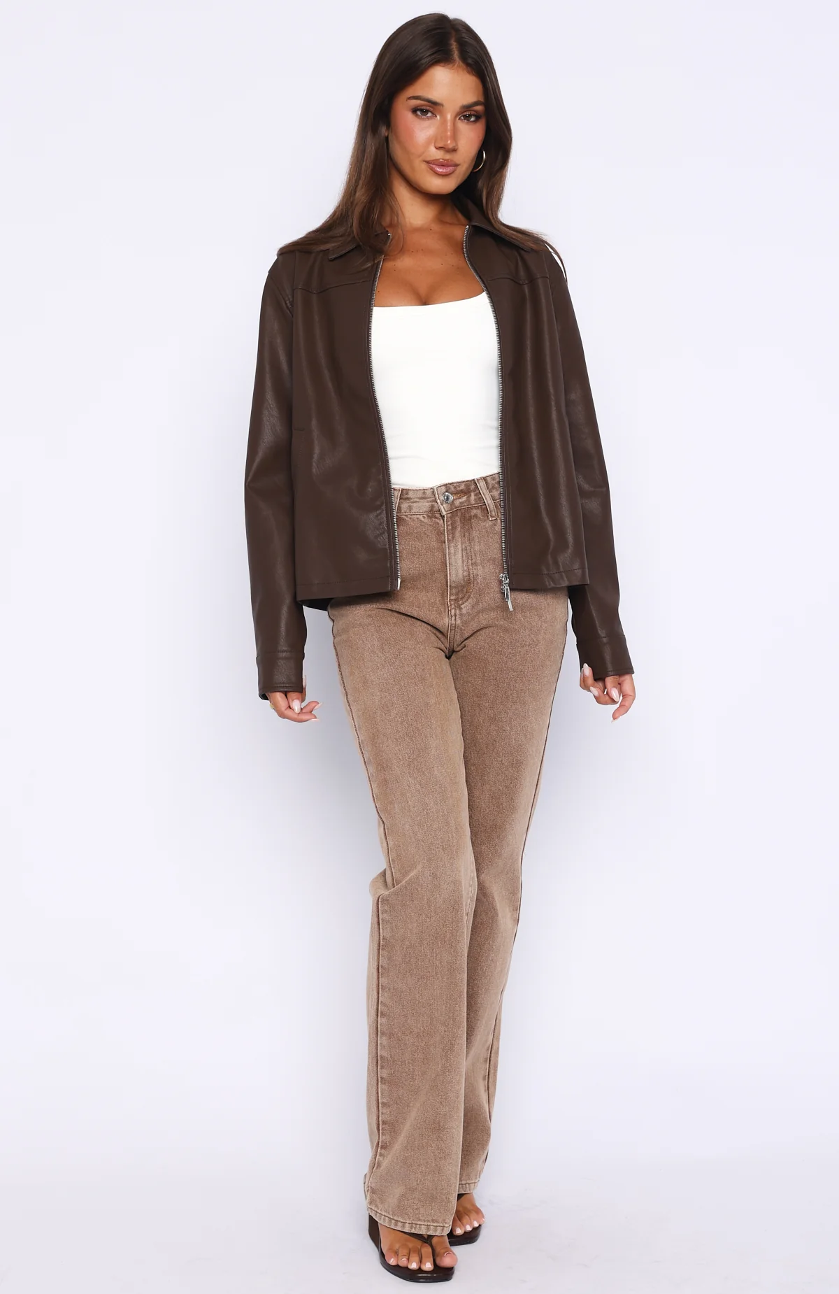 Never Possible Pu Jacket Chocolate - Image 5