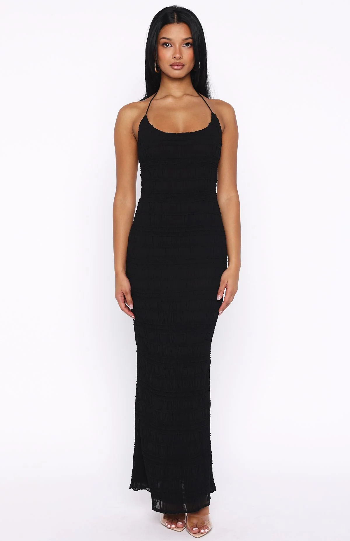 Never Say Goodbye Halter Maxi Dress Black - Image 3