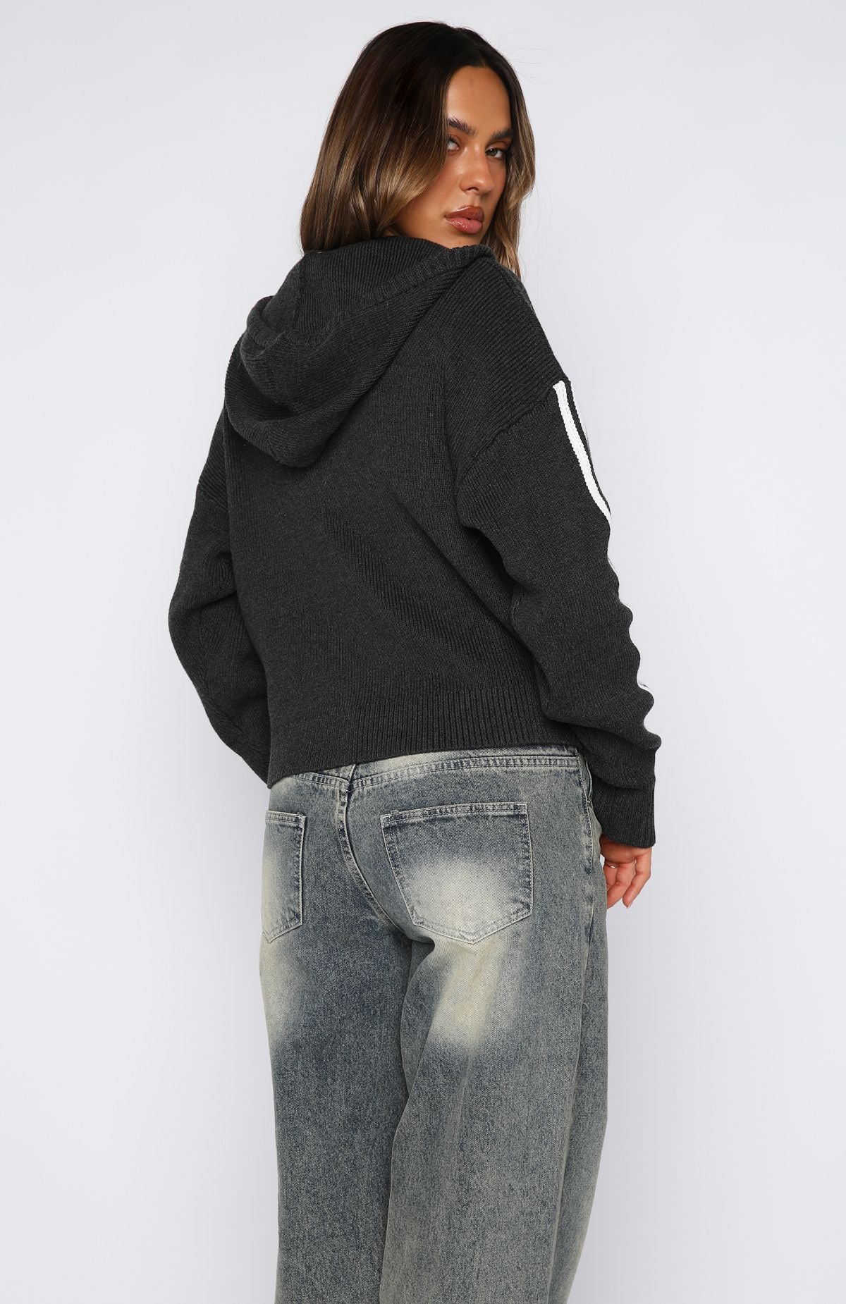Next One Up Knit Hoodie Charcoal - Image 4