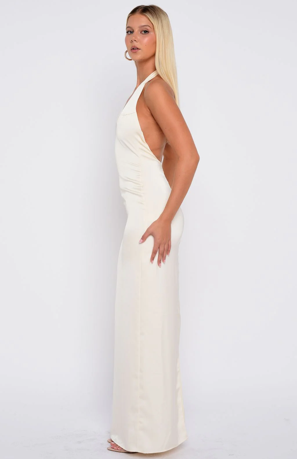 Night-Time Madness Halter Maxi Dress Oyster - Image 5
