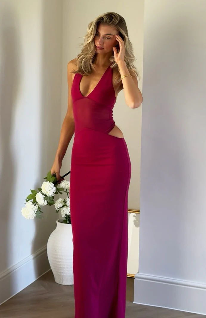 No Notes Needed Halter Maxi Dress Cherry - Image 8