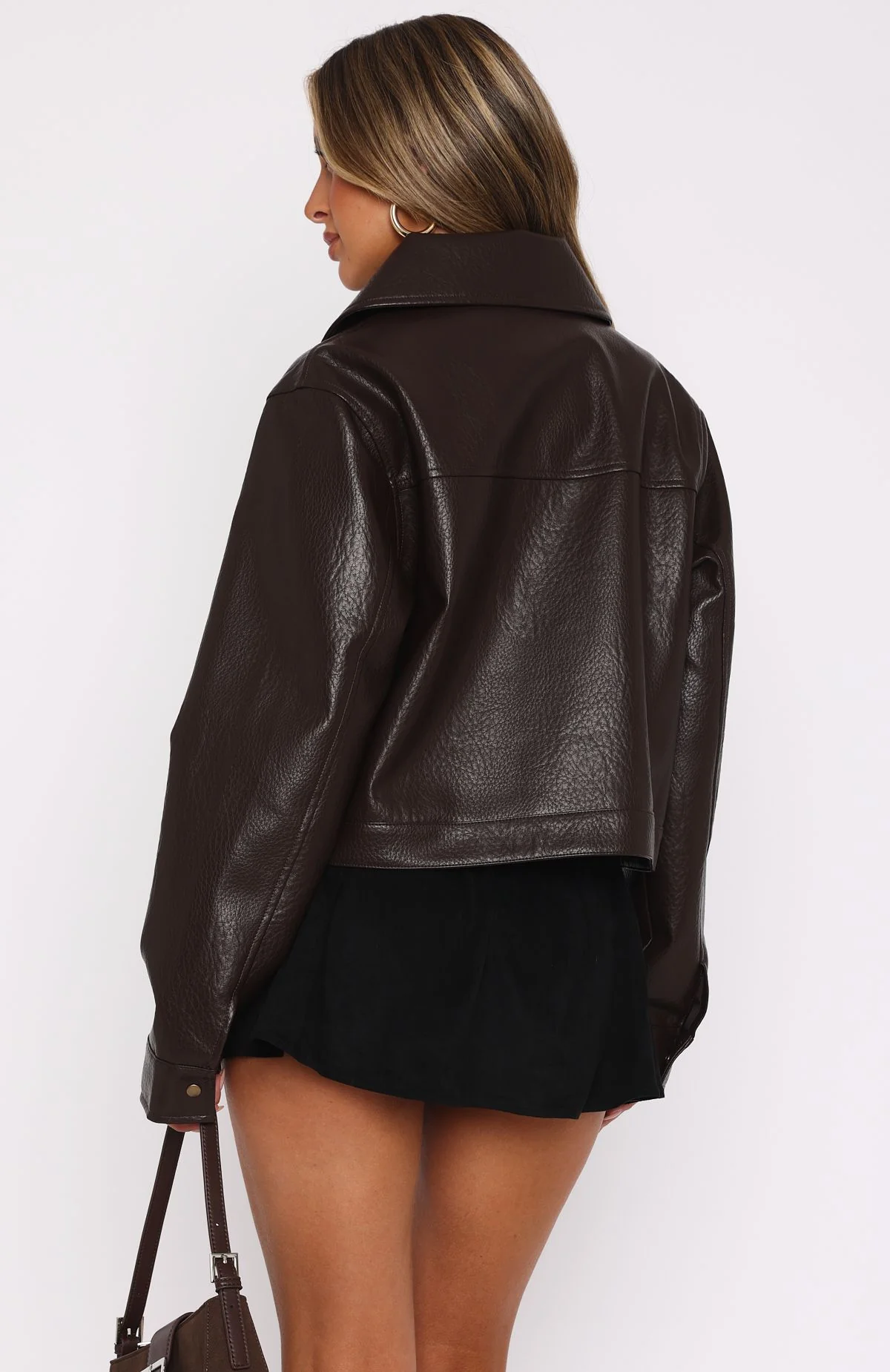 Nobody Told Me PU Jacket Chocolate - Image 4