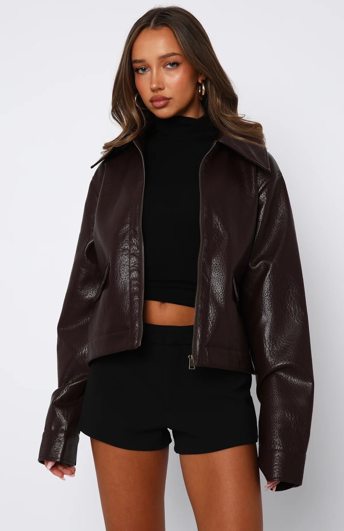 Nobody Told Me PU Jacket Plum - Image 2